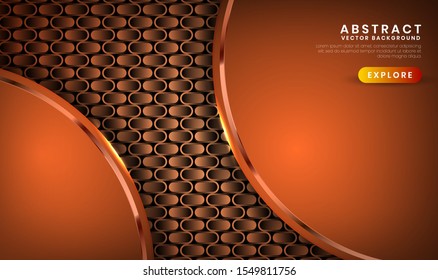 Abstract luxury brown background overlap layer on dark space with metallic lines combinations for use element landing page, banner, brochure, and flyer.