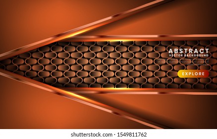 Abstract luxury brown background overlap layer on dark space with metallic lines combinations for use element landing page, banner, brochure, and flyer.