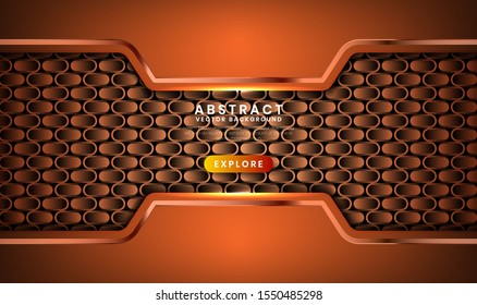 Abstract luxury brown background overlap layer on dark space with metallic lines combinations for use element landing page, banner, brochure, and flyer.