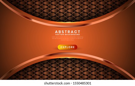 Abstract luxury brown background overlap layer on dark space with metallic lines combinations for use element landing page, banner, brochure, and flyer.