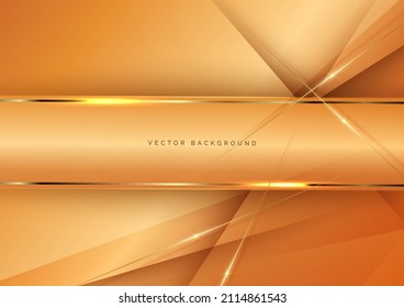Abstract luxury brown elegant geometric diagonal overlay layer background with golden lines. You can use for ad, poster, template, business presentation. Vector illustration