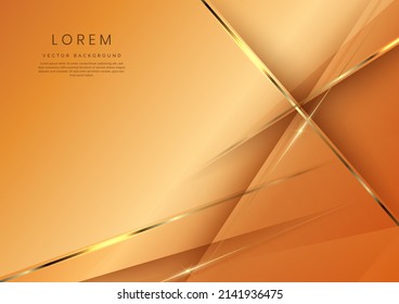Abstract luxury brown elegant geometric diagonal overlay layer background with golden lines. You can use for ad, poster, template, business presentation. Vector illustration