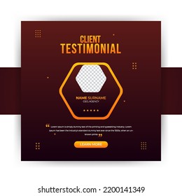 Abstract Luxury Client Testimonial Social Media Post Design. Customer service feedback review social media post or web banner template