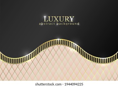 Abstract luxury combined background. Gold lines and rhombuses. Place for your text.
