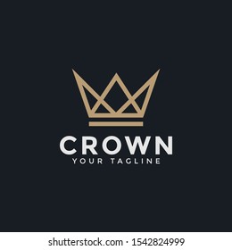 Abstract Luxury Crown Royal King Queen Line Logo Design Template