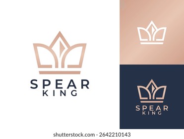 abstract luxury crown and spear head logo vector design