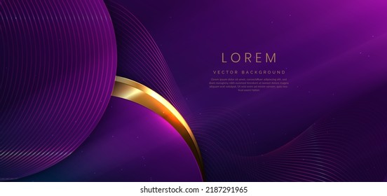 Abstract luxury curve glowing lines on dark blue and purple background. Template premium award design. Vector illustration