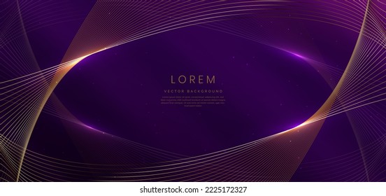 Resumen de líneas lujosas brillantes en un fondo morado oscuro. Diseño de premio de plantilla premium. Ilustración del vector