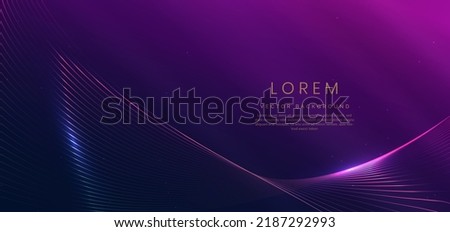 Abstract luxury curve glowing lines on dark blue and purple background. Template premium award design. Vector illustration Foto stock © 