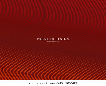 Abstract luxury curved lines overlapping dark red background. Premium award design template.