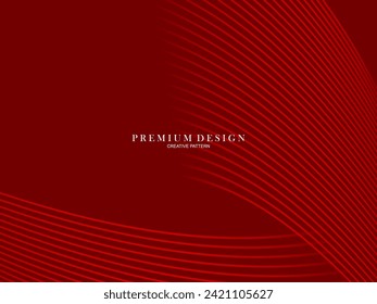 Resumen de líneas curvadas de lujo que se superponen con el fondo rojo oscuro. Plantilla de diseño de premios premium.