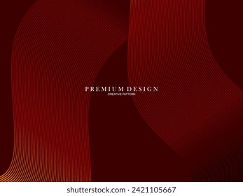 Abstract luxury curved lines overlapping dark red background. Premium award design template.