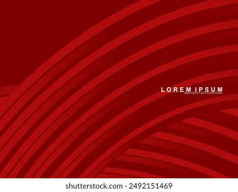 Abstract luxury curved lines overlapping dark red background. Premium award design template.	