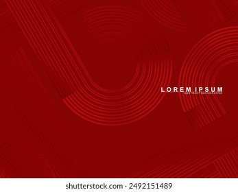 Abstract luxury curved lines overlapping dark red background. Premium award design template.	