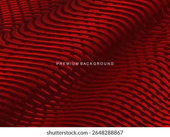 Abstract luxury curved lines overlapping dark red background. Premium award design template.