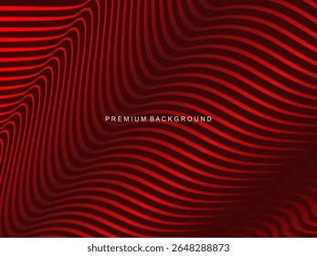 Abstract luxury curved lines overlapping dark red background. Premium award design template.
