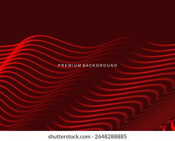 Abstract luxury curved lines overlapping dark red background. Premium award design template.
