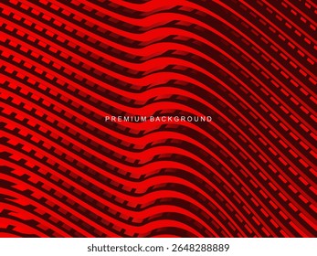 Abstract luxury curved lines overlapping dark red background. Premium award design template.