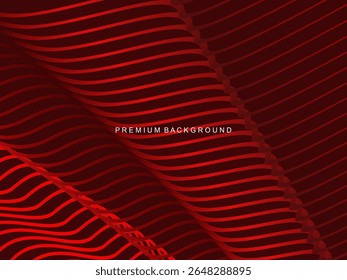 Abstract luxury curved lines overlapping dark red background. Premium award design template.