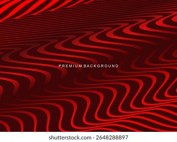 Abstract luxury curved lines overlapping dark red background. Premium award design template.
