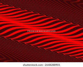 Abstract luxury curved lines overlapping dark red background. Premium award design template.