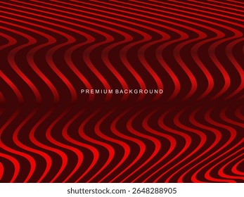 Linhas curvas de luxo abstratas sobrepostas ao fundo vermelho-escuro. Modelo de design de prêmio.