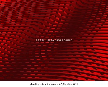 Abstract luxury curved lines overlapping dark red background. Premium award design template.