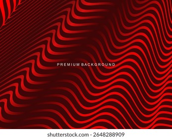 Abstract luxury curved lines overlapping dark red background. Premium award design template.