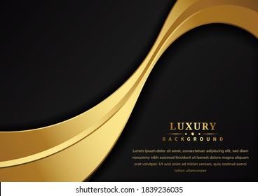 Abstract luxury curves overlapping on black background with copy space for text. You can use for ad, poster, template, business presentation, artwork. Vector illustration
