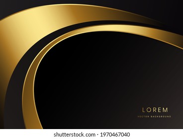 Abstract luxury curves overlapping on black background with copy space for text. You can use for ad, poster, template, business presentation, artwork. Vector illustration
