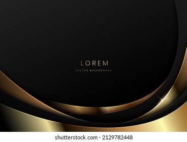 Abstract luxury curves overlapping on black background with copy space for text. You can use for ad, poster, template, business presentation, artwork. Vector illustration