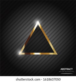 Abstract luxury dark background 3 sides. Gold triangle frame with elegant pattern. Creative geometric shapes design