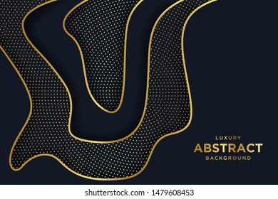 Abstract luxury dark background with a combination glowing golden dots. Overlap modern background