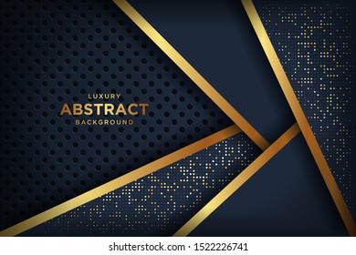 Abstract luxury dark background with a combination glowing golden dots. Overlap modern background.