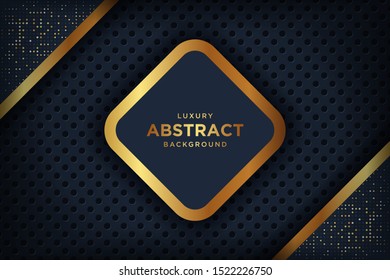Abstract luxury dark background with a combination glowing golden dots. Overlap modern background.