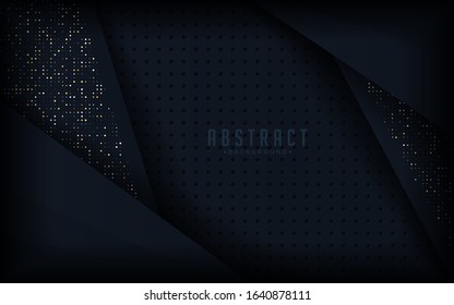 Abstract luxury dark background with a combination glowing golden dots.