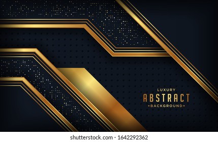 Abstract luxury dark background with a combination glowing golden dots.