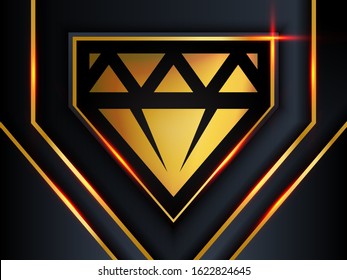 Abstract luxury dark background with diamond glowing golden combinations. Overlap modern background