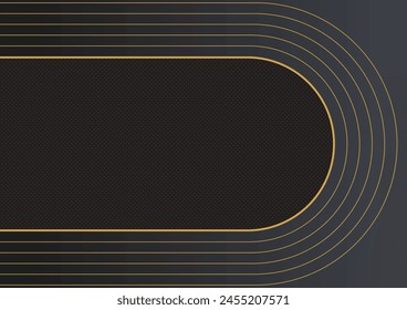 Abstractas fondo oscuro de lujo de forma geométrica y línea de oro. Ilustración vectorial sencilla con espacio de copia. Monocromo elegante fondo geométrico.