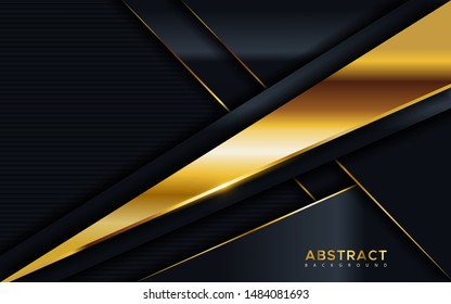 Abstract luxury dark background with golden lines combinations. Overlap modern background