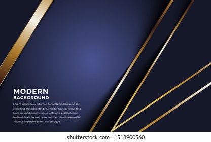 Abstract luxury dark background with golden lines and circular glowing golden dots combinations. Overlap modern background
