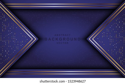 Abstract luxury dark background with golden lines and glowing golden dots combinations. Overlap modern background