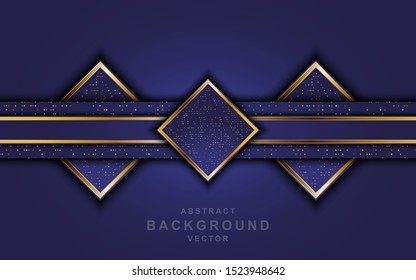 Abstract luxury dark background with golden lines and glowing golden dots combinations. Overlap modern background