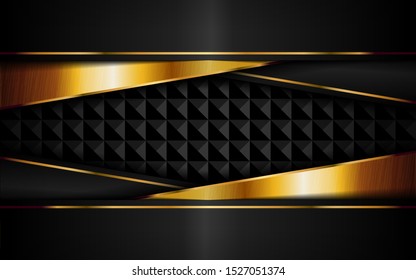 Abstract luxury dark background with golden lines combinations. Overlap modern background