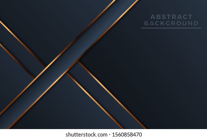 Abstract luxury dark background with golden lines and glowing dots combinations. Overlap modern background