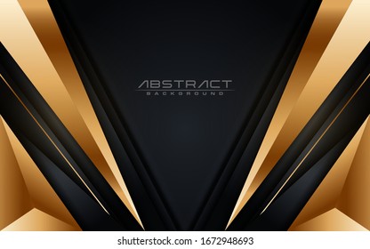 Abstract luxury dark background with golden lines combinations. Modern futuristic background