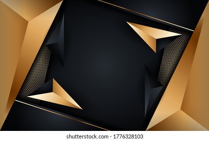 Abstract luxury dark background with golden lines combinations. Modern futuristic background.