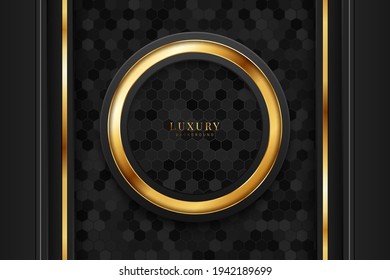 Abstract luxury dark background with golden lines combinations