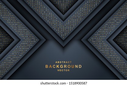 Fondo oscuro de lujo abstracto con líneas plateadas y combinaciones circulares de puntos dorados. Superponer fondo moderno