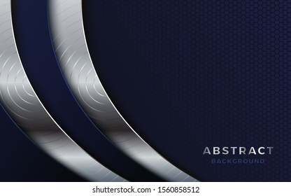 Abstract luxury dark background with silver lines and circular glowing dots combinations. Overlap modern background